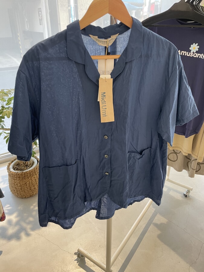 Midi Umi コットン/リネンシャツ　ネイビー　Fサイズ¥11990(20%off)￥9592